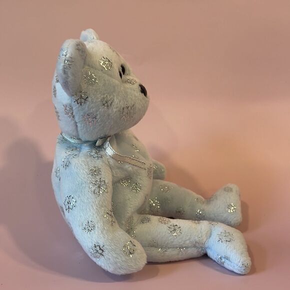 Ty Beanie Babies 2002 Flaky the Blue Bear with Silver Snowflakes Excellent Used… - Picture 2 of 8
